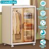 Small Wardrobe Closet on Wheels, 1 or 4 Cubes, White Sides/Clear Door